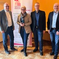 &bdquo;WERTvoll arbeiten &#150; menschenw&uuml;rdig statt prek&auml;r&ldquo;: Josefsempfang 2023 in St. Bonifatius in Osnabr&uuml;ck-Widukindland: von links K. Mendrina, V. Kmmerling MdL, A. Luttmer-Bensmann, R. Spellmeyer / Foto: R. Spellmeyer